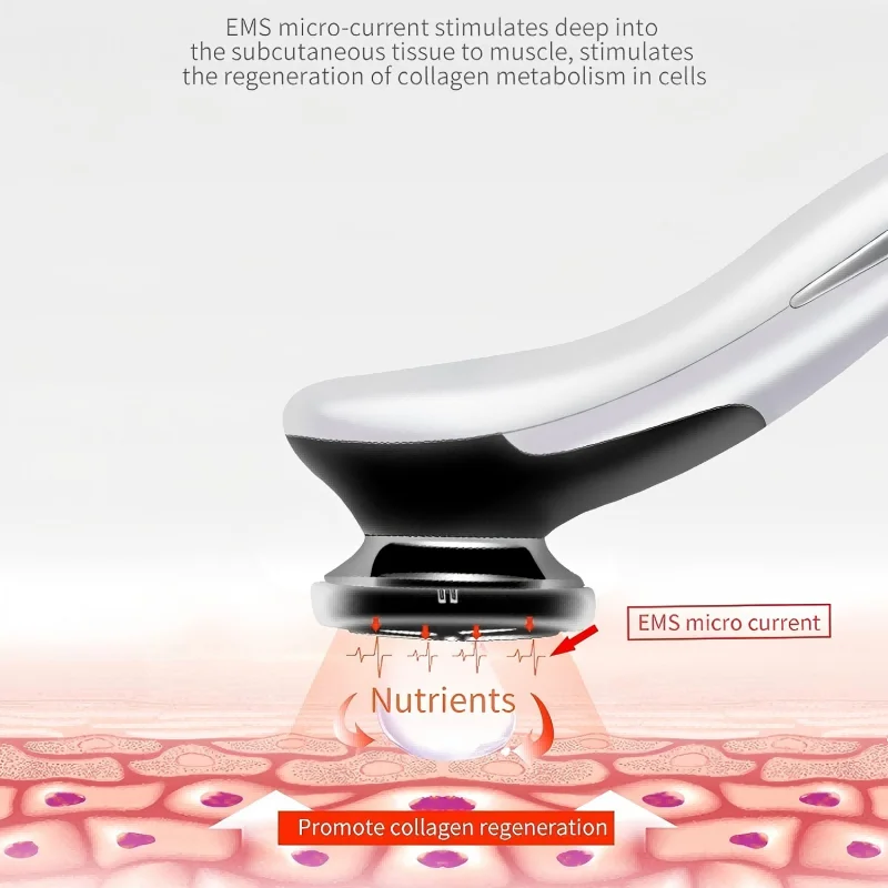 6 in 1 EMS Face Lifting Massager LED Photon Anti Aging Skin Tighten Firm Skin Care Tool Facial Beauty Device Improve Absorption