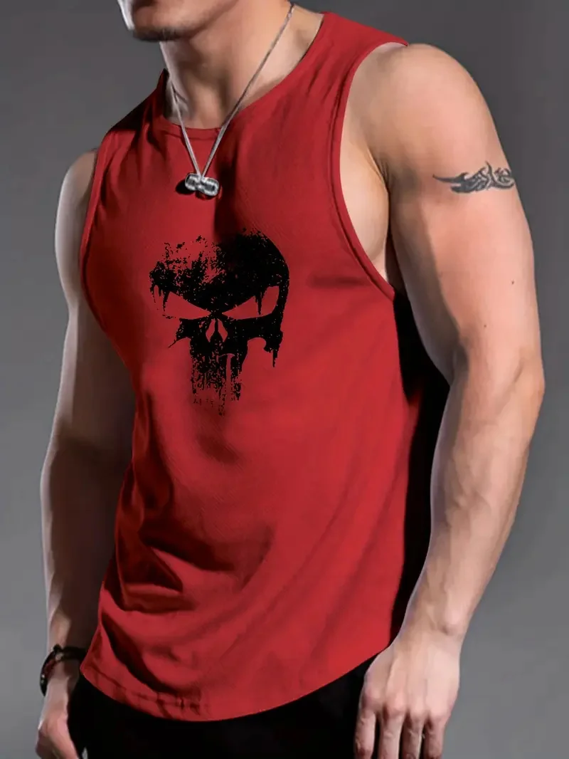 Gilet sportivo da uomo senza maniche, girocollo, T-shirt fitness alla moda, traspirante, a maniche corte - Image 3