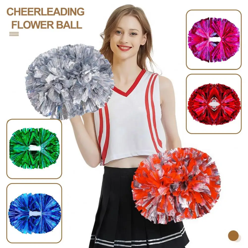 Cheer Pompoms Cheerleading Flower Ball Handle Double-headed Pom Poms For Kids Adults Team Sports Spirit Parties