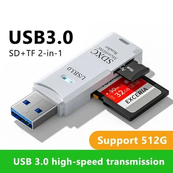 2 em 1 usb 3.0/usb 2.0 leitor de cartão sd tf leitor de cartão de memória adaptador de leitor de cartão inteligente de alta velocidade para pc portátil acessórios 1