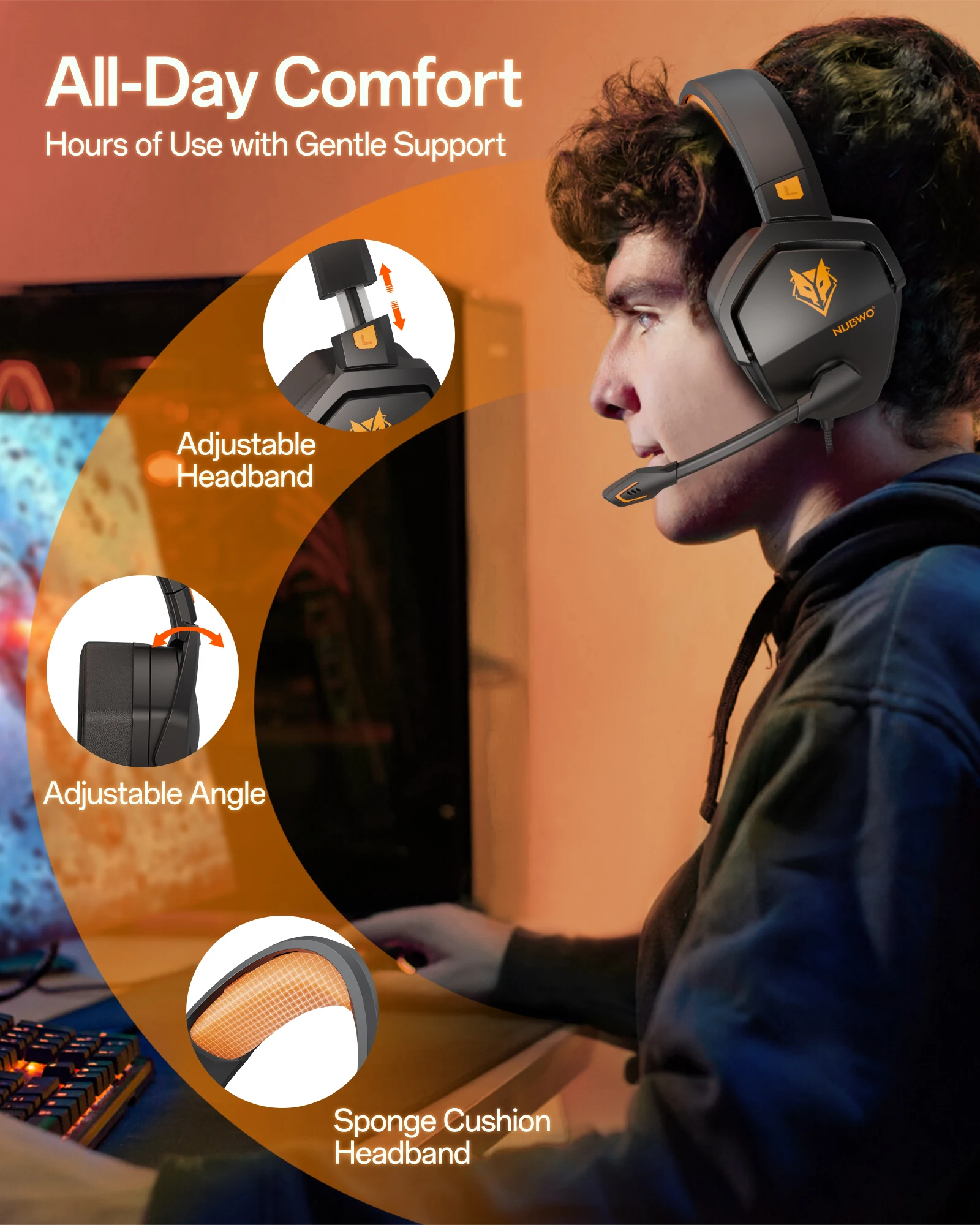 Nubwo N16 Gaming Headset For Xbox,ps5,ps4,pc,ns,mac Over Ear Headphones With Mic Stereo Wired Xbox Headet With 3 5mm Audio Jack, Alina Gadgets