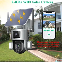 Home Security Surveillance Camera Dual Scrceen Preview 360° Viewing Angle 6mm/10X Optical Zoom Night Vision with 5W Solar Panel