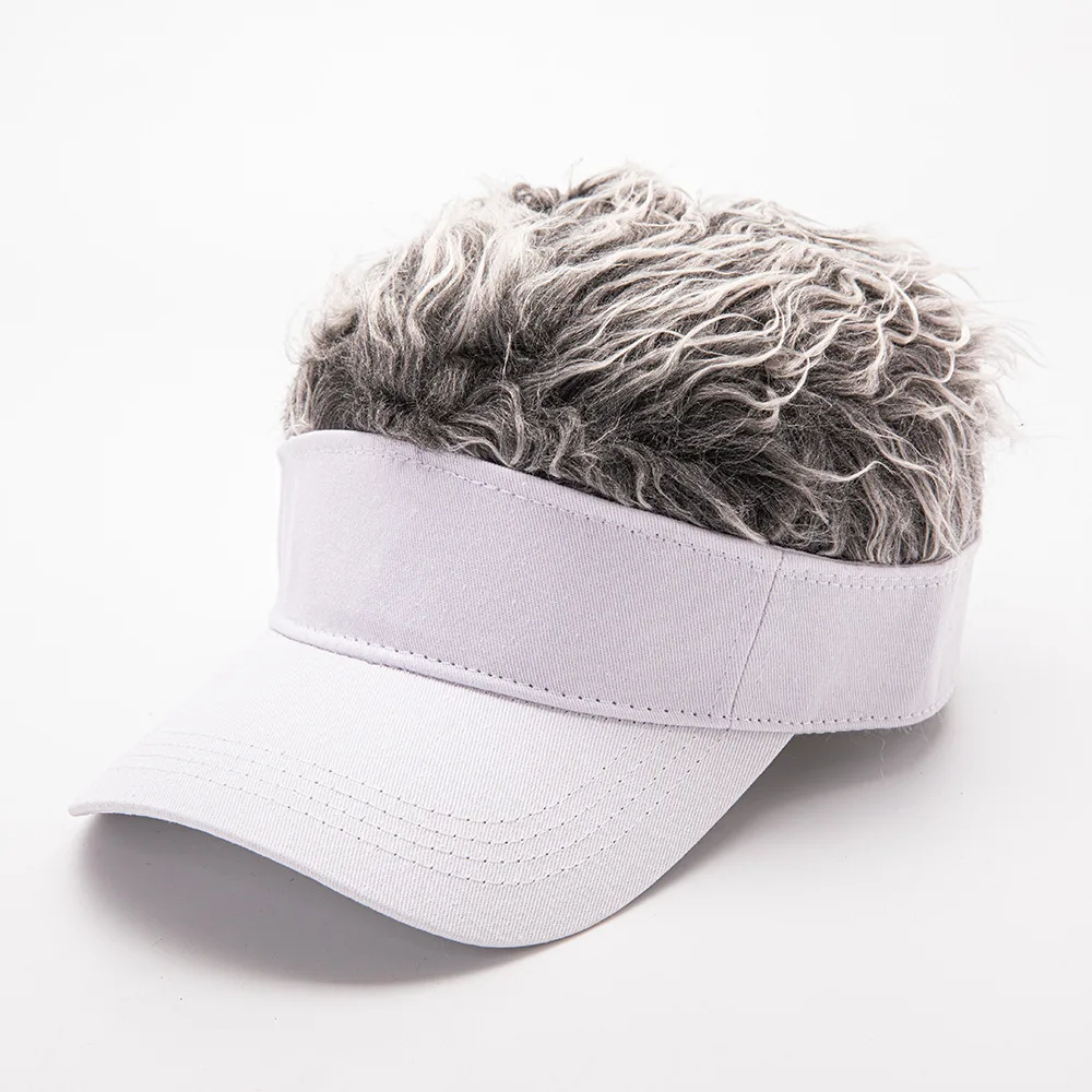 Golf Baseball Cap with Fake Flair Hair Cap Sun Visor Fun Toupee Hats Mens Womens Spiked Hairs Wig Hat