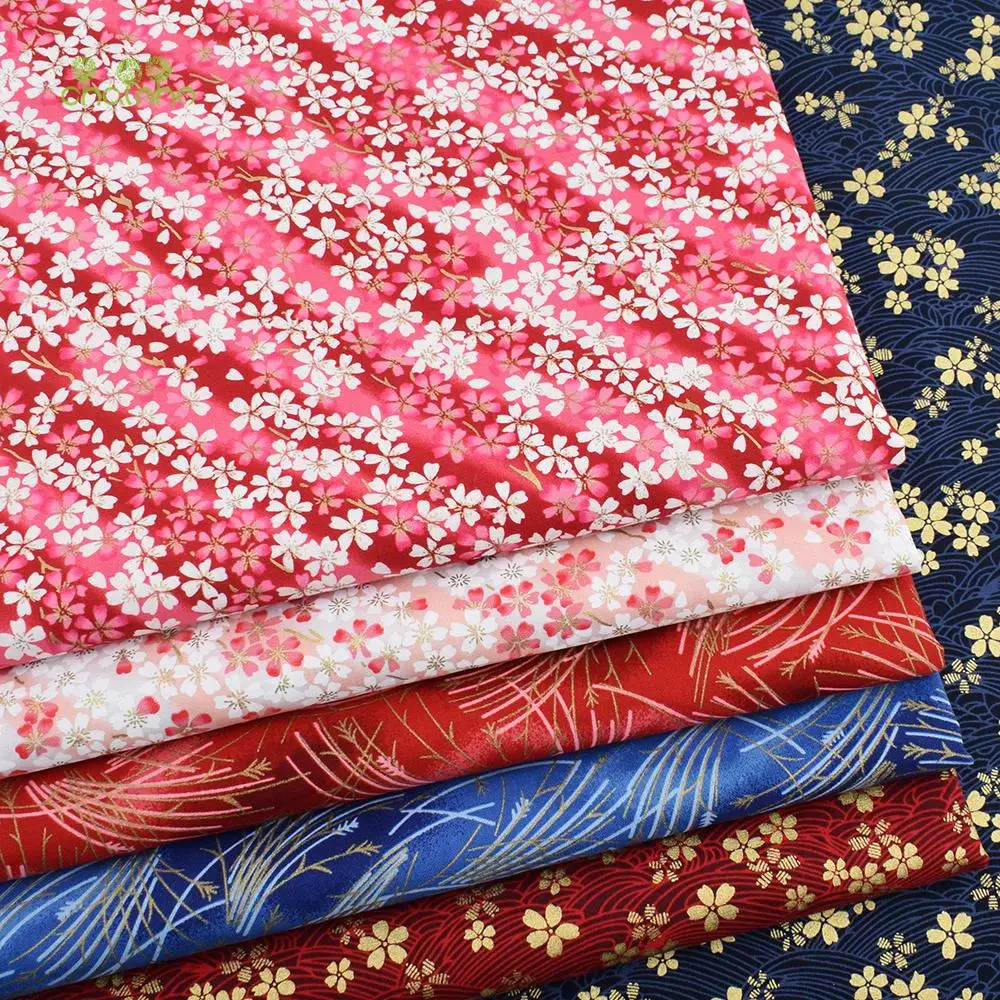 Chainho,Printed Plain Weave Cotton Fabric,DIY Quilting Sewing Material,Patchwork Cloth,Floral Series,6 Designs,20x25cm,15CD22