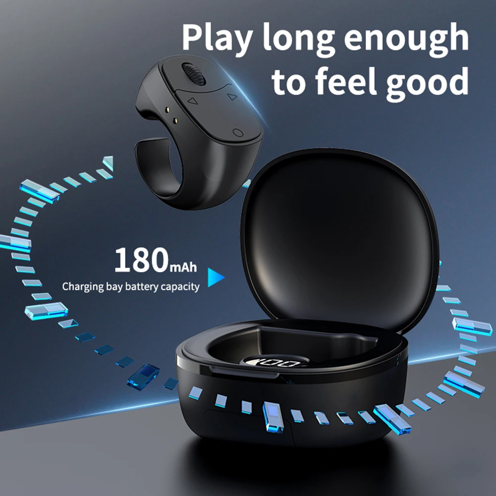 Fingertip Remote Control Bluetooth-Compatible 5.3 Remote Control Shutter/Clicker Multi-Function Digital Display for Smartphones