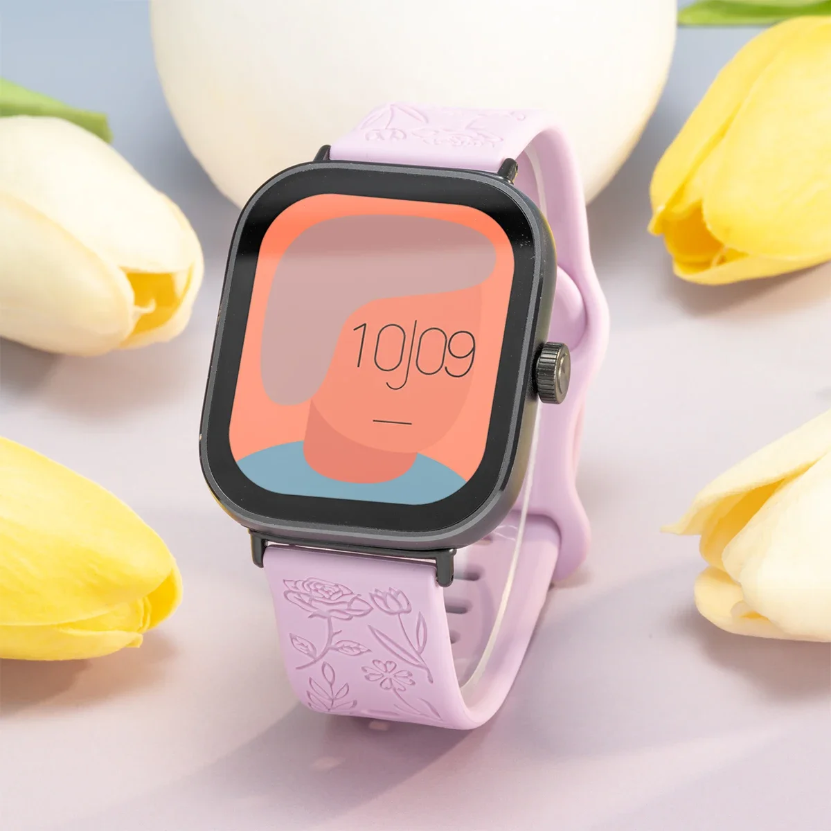Magnetic Silicone Smartwatch Strap with Carvings Design - Universal Fit Bracelet Accessory