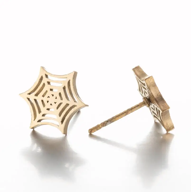 Yiustar Creative Cartoon Spider Web Orecchini A Bottone In Acciaio Inossidabile Per Donna Bambini Punk Spider Bat Earings Regalo Di Halloween 2023