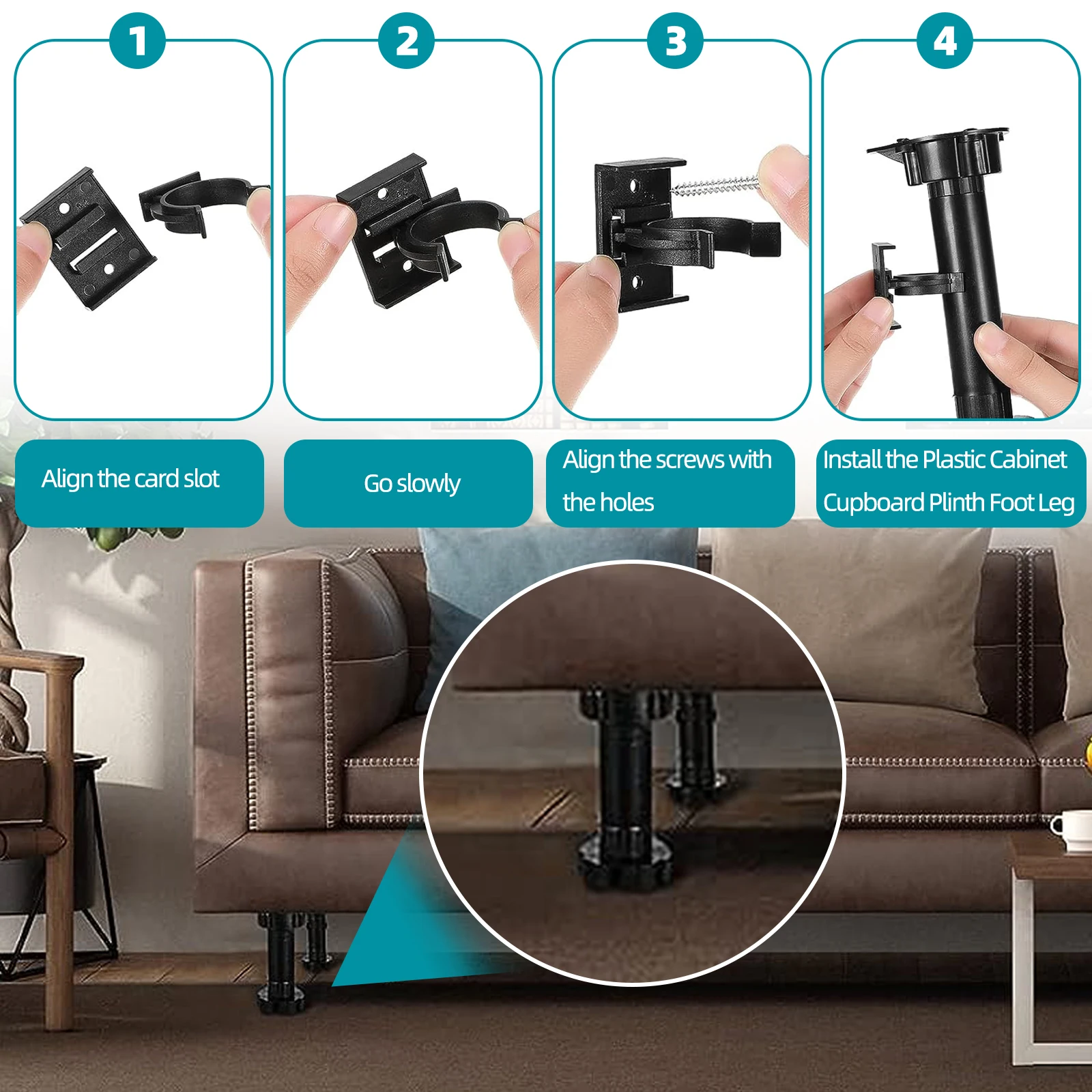 

20pcs ABS Anti-slid Leg Clips Prevent Slipping And Provide Stability For Cabinet Legs Brackets
