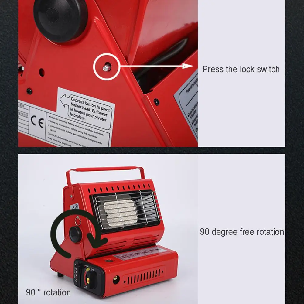 Portable Outdoor Gas Heating Stove 1.3KW Ceramic Piezoelectric Ignition Mini Tent Heater Grill