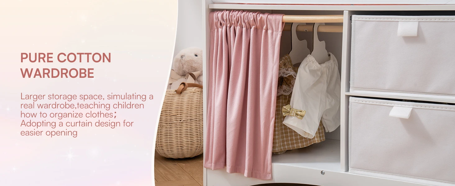 Robotime Wooden Baby Doll Crib with Storage