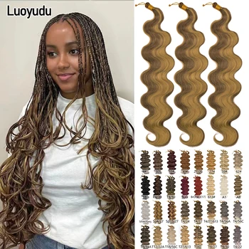 Synthetic Body Wave Bundles Crochet Braids Hair 24" Synthetic Braiding Hair Bulk For Women Boho Crochet Braids Hair Extensions 1