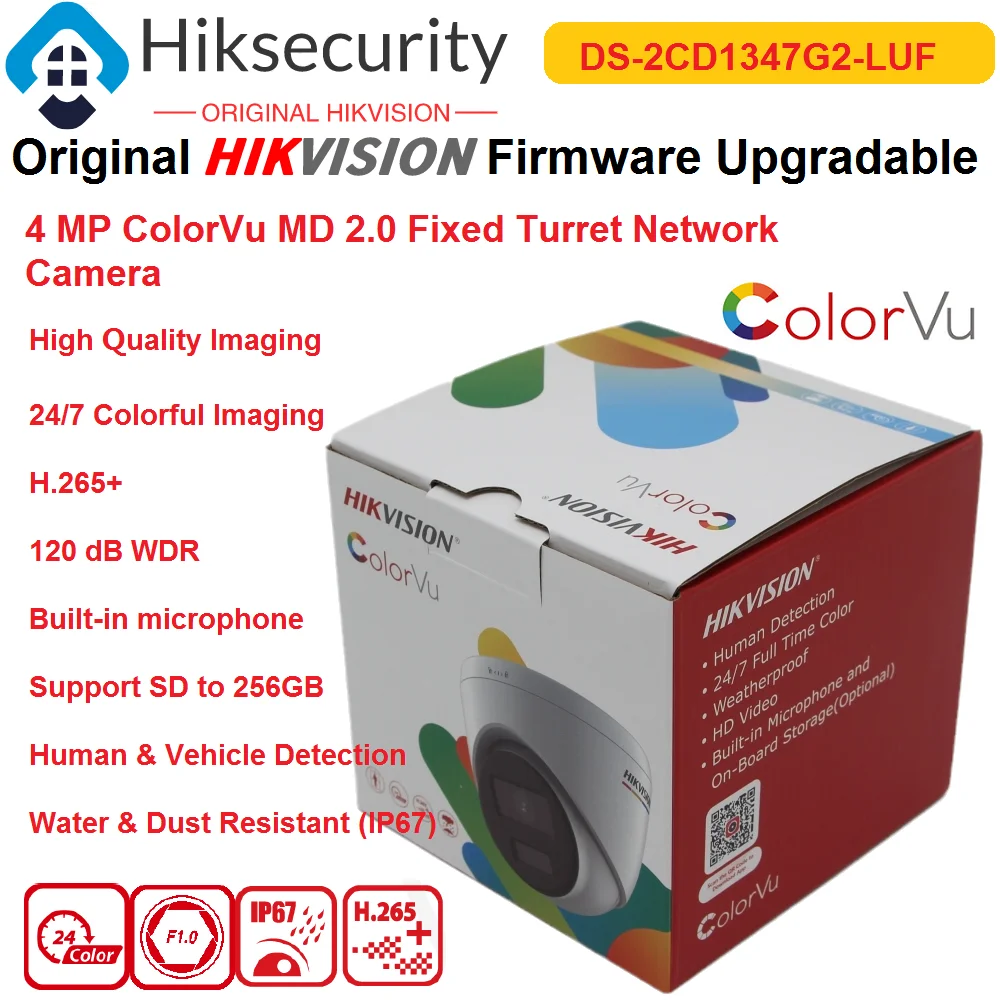 

IP-камера Hikvision DS-2CD1347G2-LUF 4 МП MD2.0 фиксированная револьверная сетевая мини-камера 24 часа полный красочный воображение