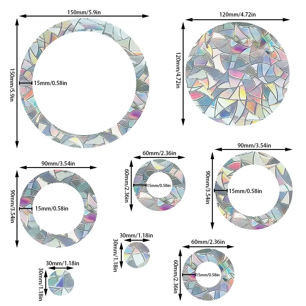 Window Stickers 16 Pieces Circle Window Clings Anti-Collision Window Decals to Save Birds from Collisions PVC Wall Stickers