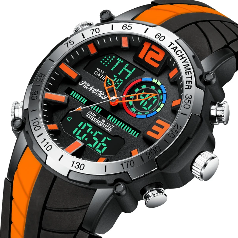 

2021 New Men Watch Top Brand Luxury Fashion Dual Display Wristwatch Analog Digital Sports Waterproof Clock Relogio Masculino