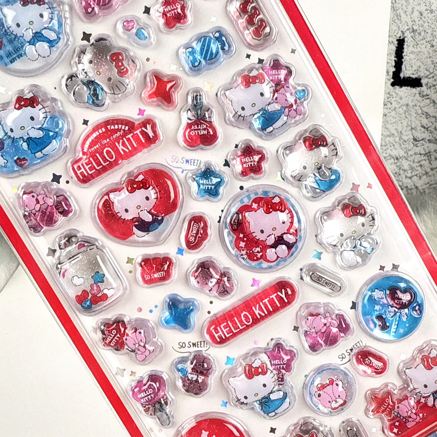 2026 새로운 귀여운 3D 헬로키티 크리스탈 릴리프 스티커 DIY 휴대폰 케이..