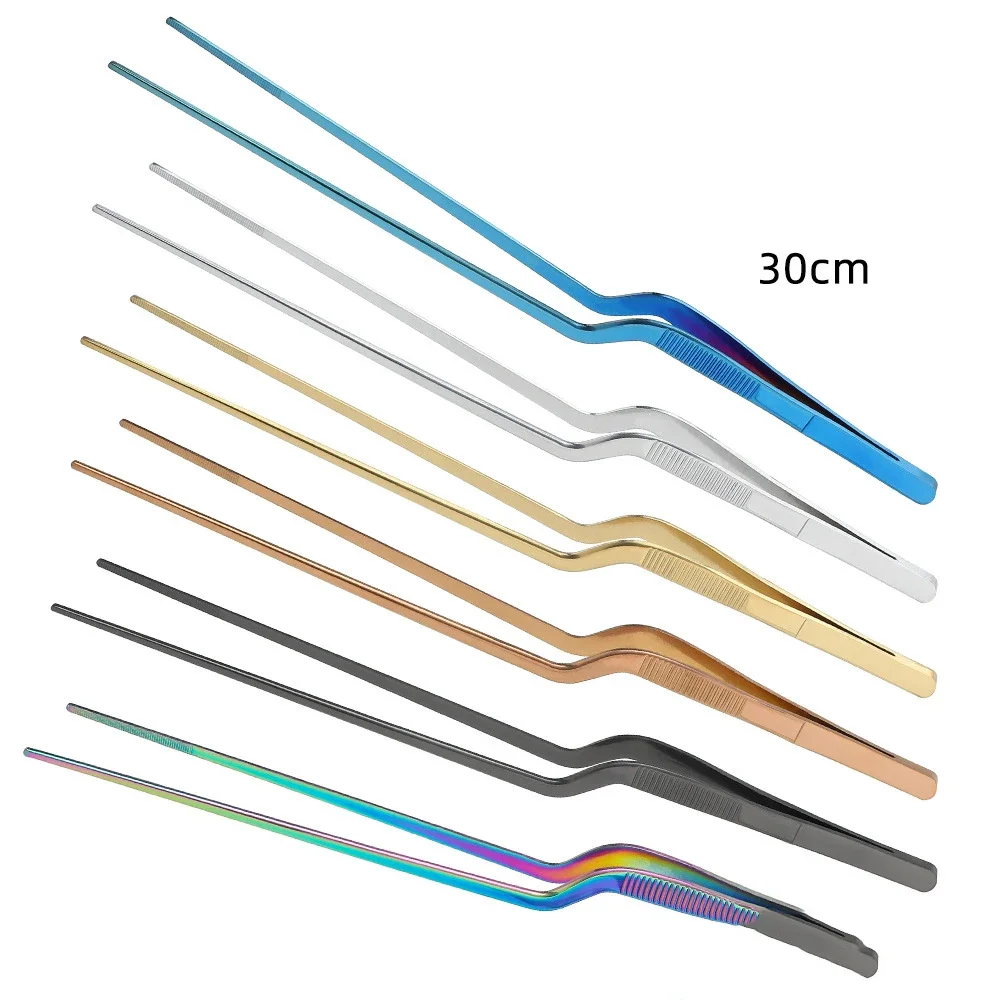 Colorful 6/8/12-Inch Kitchen Tongs, Stainless Steel Culinary Precision Tweezer BBQ Tongs-Food Styling Baking Decor