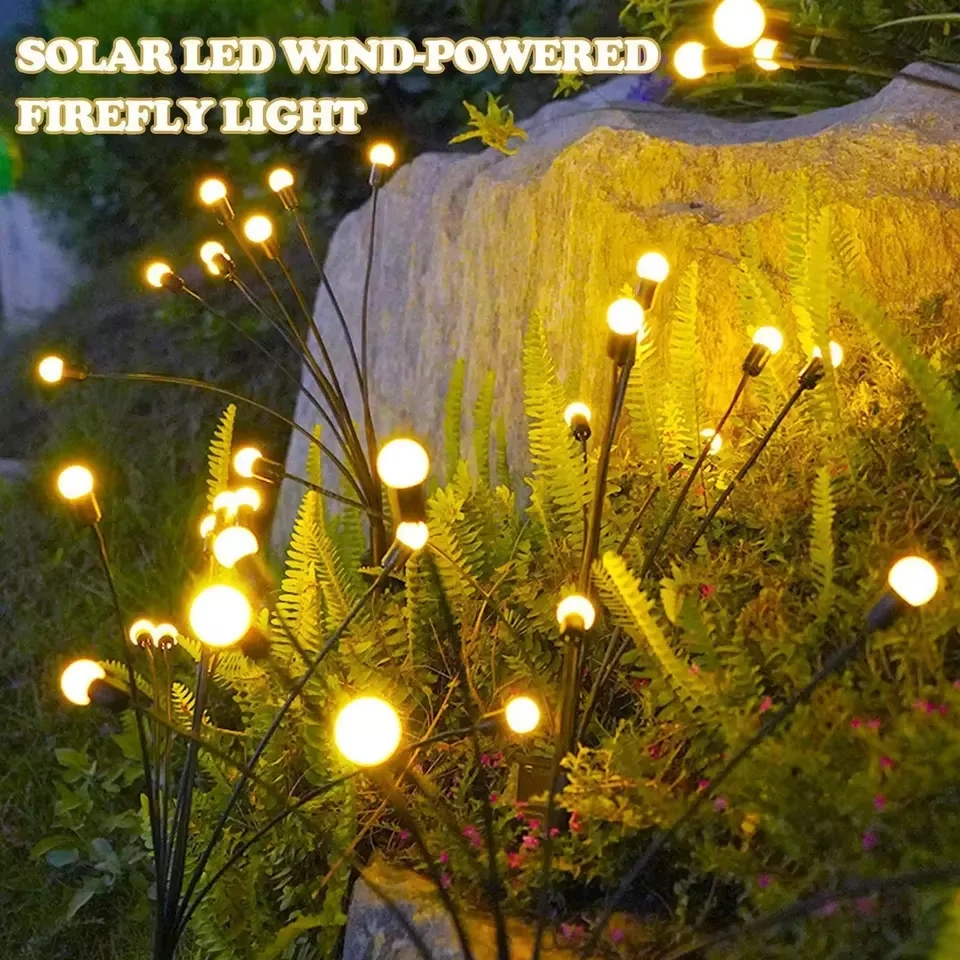 6/8/10 LEDs Solar Firefly Flickering Lights for Garden Lawn, Waterproof Outdoor LED Landscape Lighting for Patio, Yard Decor