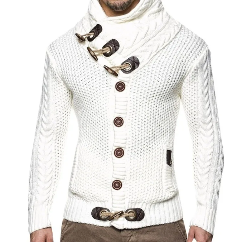 Sweater Men's 2023 Autumn/Winter Knitted Coat High Neck Button Large Size European and American Fashion Sweater Men's Wear