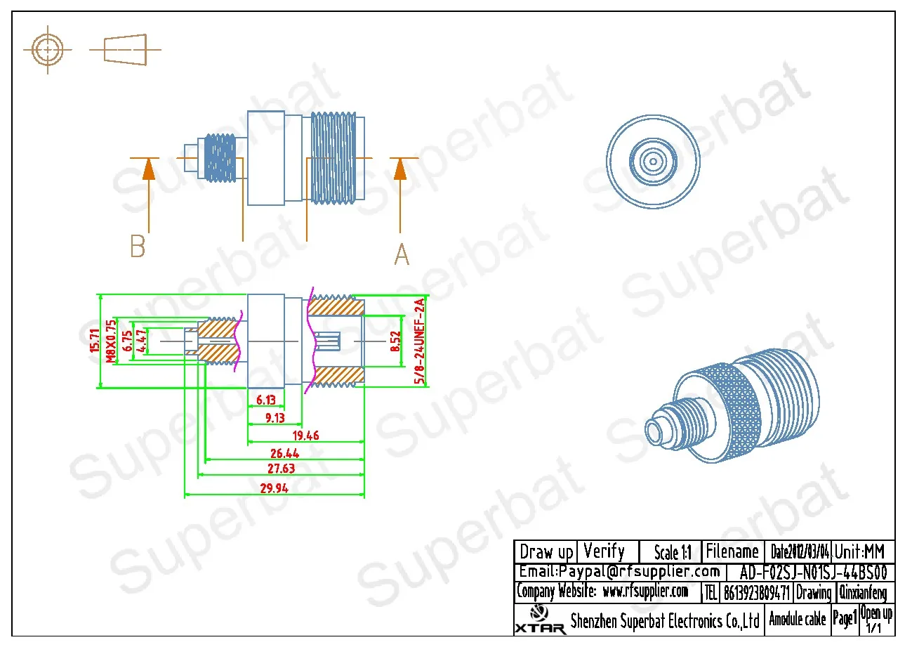 RF Coaxial Connector N Female to FME Jack Adapter