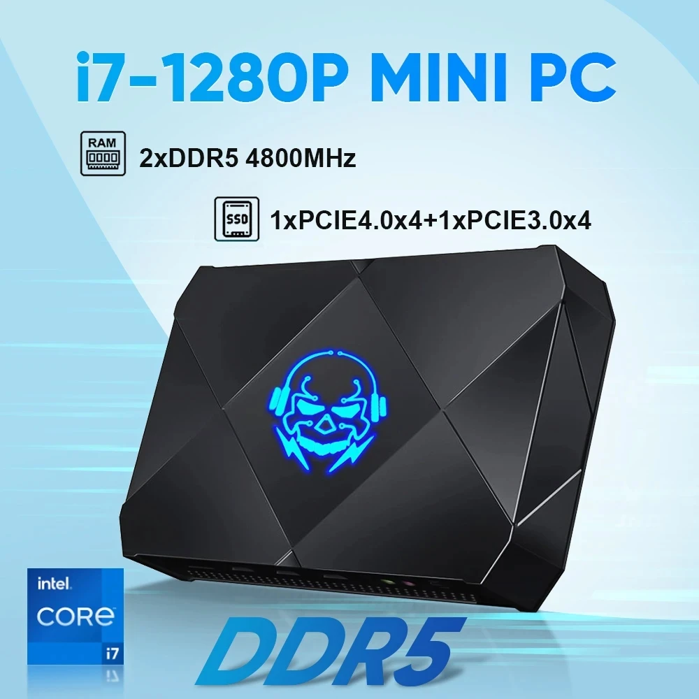 

Topton F8 Gaming Mini PC i7 1280P 14 Cores 20 Threads Windows 11 Mini Gamer Computer Dual DDR5 PCIE4.0 SSD 3x4K UHD NUC WiFi6