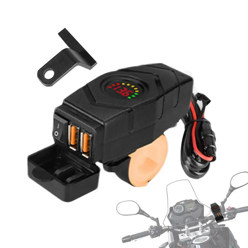 

Motorcycle USB Charger Fast Power Adapter With Double Port Double Port Charging Accessory For Mobile Phone Tablet And GPS