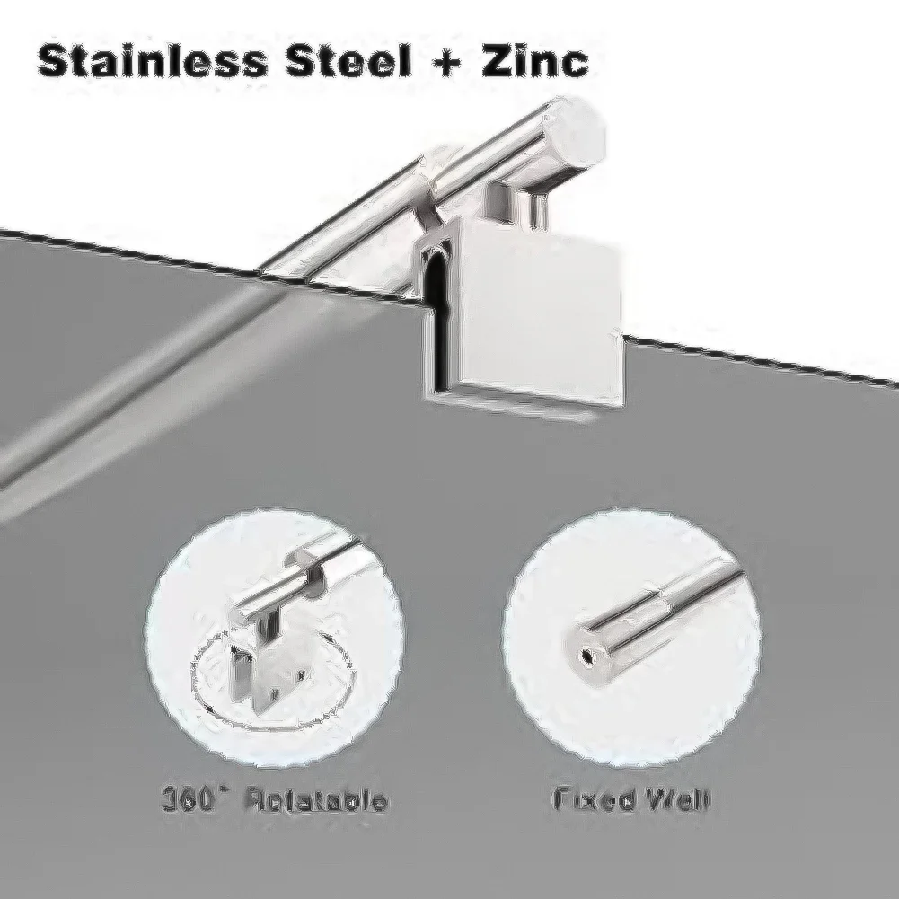 Stainless Steel Shower Glass Door Fixed Rod/clip,Bathroom Glass Support Bar,Beveled Clip,Stretchable Length,shower Accessories