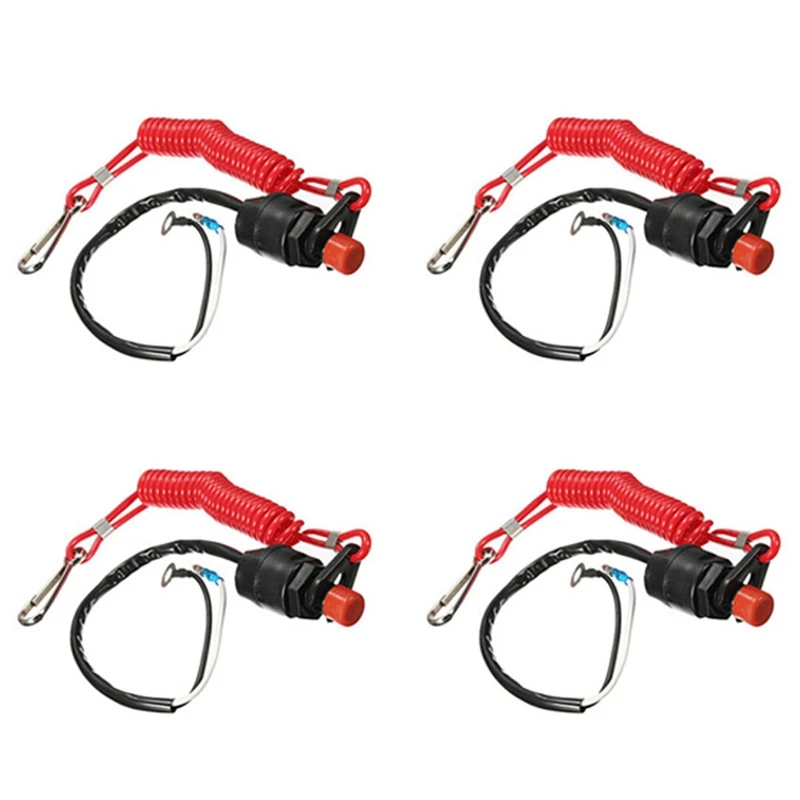 

4X Boat Motor Emergency Kill Stop Switch For Yamaha /Tohatsu Outboard Stop Kill Switch Cut Off Switches