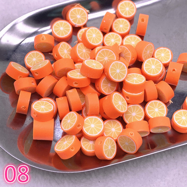 10mm Color Fruit Beads Polymer Clay Beads Polymer Clay Spacer Loose Beads for Jewelry Making DIY Bracelet Accessories
