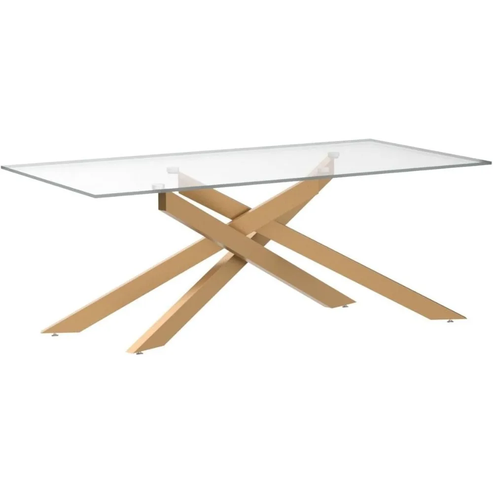 

Rectangle Modern Coffee Table, Tempered Glass Top and Metal Tubular Leg, 47.3”Lx23.6”Wx18.1”H