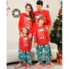 Fashion Cotton Family Matching Christmas Pajamas Santa Claus Father Mother Kids Baby Children's Letter Print T-shirt Pants Sets 3