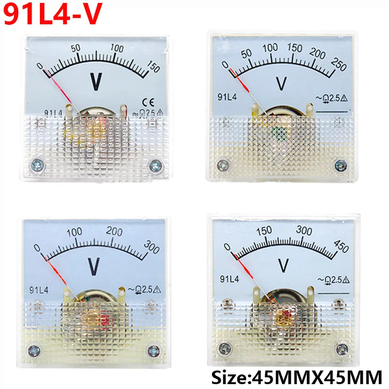 

91L4 AC 0-150V 250V 300V 450V 1000V Analog Panel Volt Voltage Meter Voltmeter Gauge 91L4 AC 0-150V