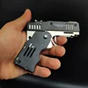 Portable Rubber Band Gun Children's Toy All-metal Six-shot Rubber Band Pistol Boy Keychain Pendant Soft Bullet Gun Hot Gift Toy 2