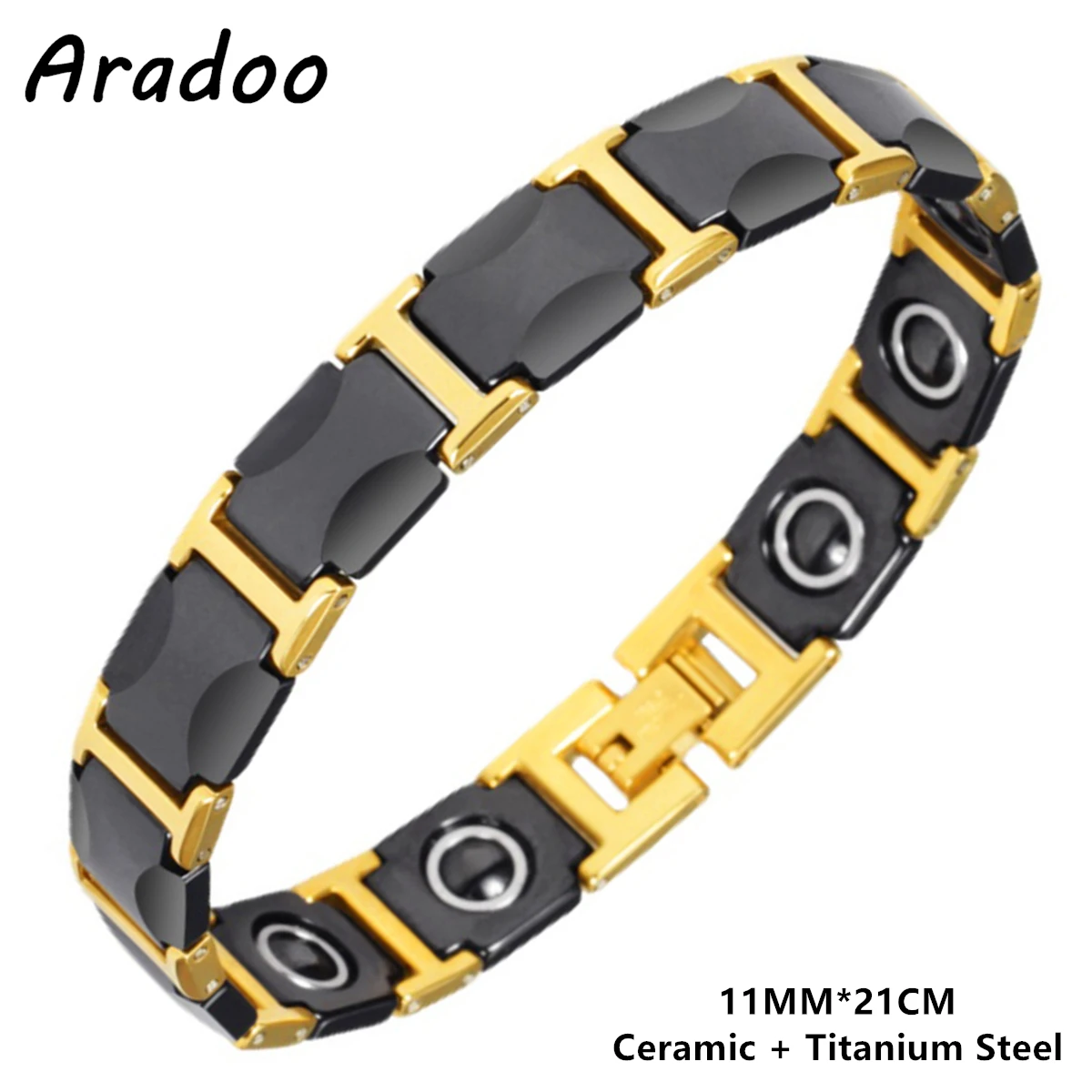 Titanium Steel & Ceramic Magnetic Hematite Sport Bracelet