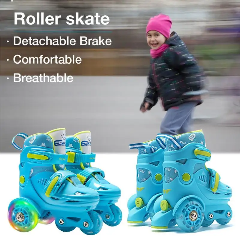 Kids Shoes Children Skates High Elastic PU Inline Skate Adjustable Size For Age 2-8 Boys Girls