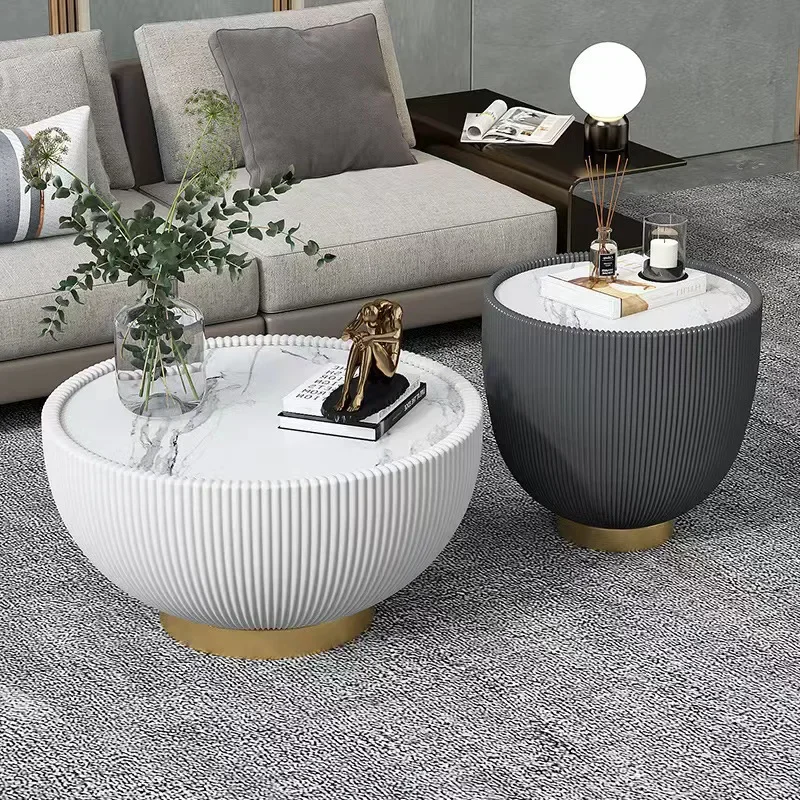 

Creative Design Modern Minimalist Coffee Tables for Living Room Luxury Sofa Side Table Round Rock Board Center Table Furniture