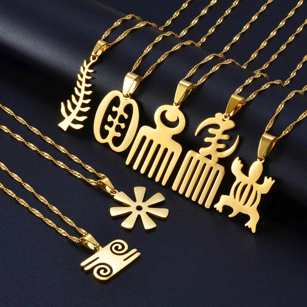 Tanio Anniyo afrykański Symbol wisiorek naszyjniki złoty kolor i biżuteria sklep