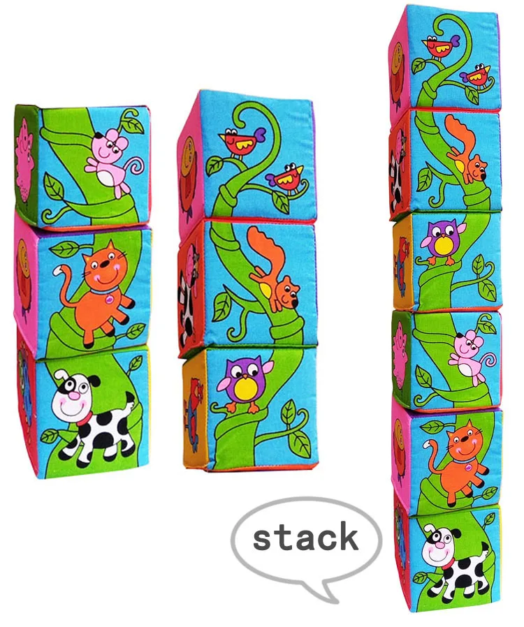 Sensory Soft Blocks Fabric Blocks Kids Matching Soft Blocks Sets For Baby Montessori Baby Stacking Building Toys Rattles