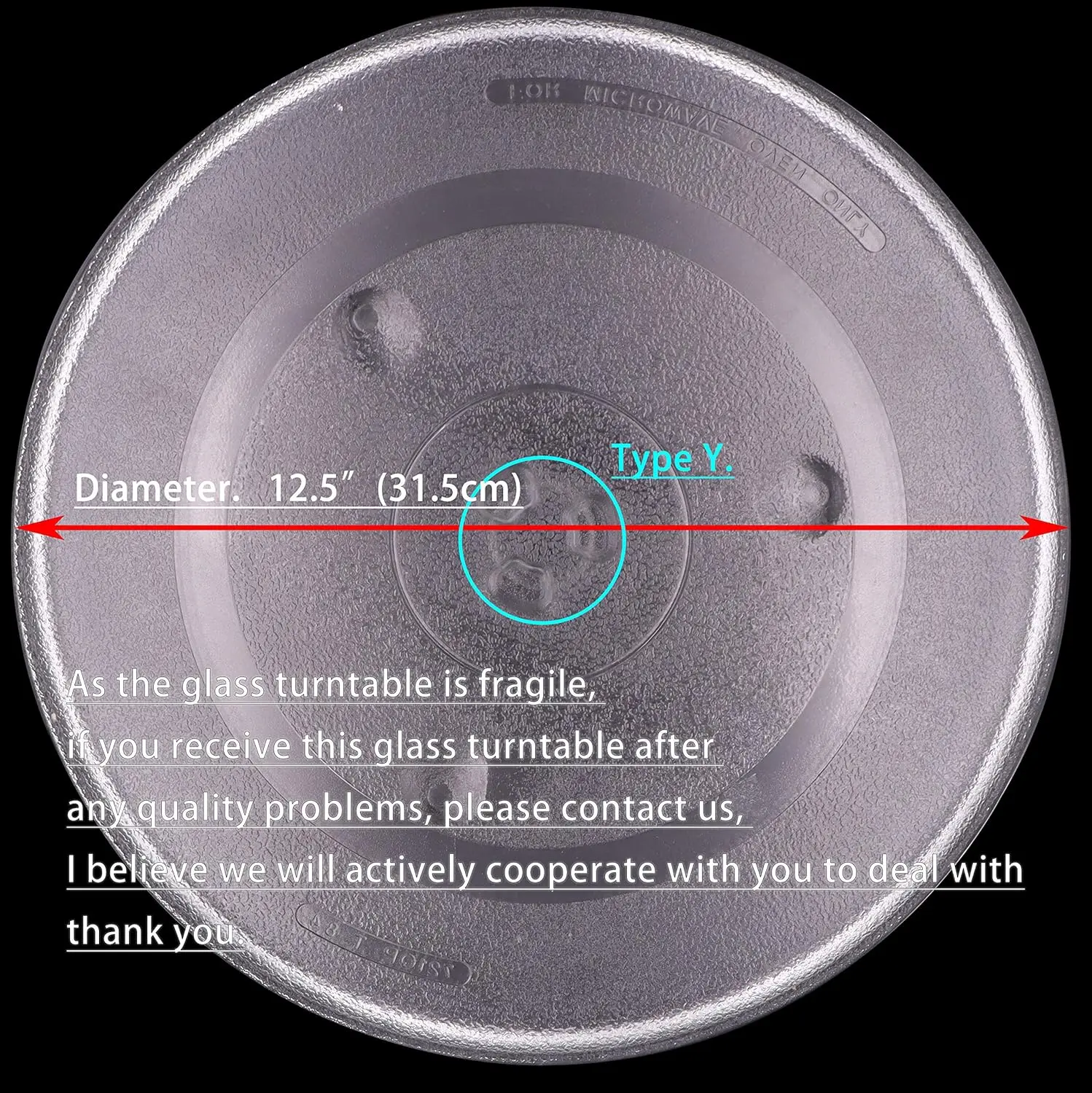 12,5 Zoll/31,5 cm Mikrowellen-Glasplatte / Mikrowellen-Glasdrehteller Ersatz für 23L 25L Küchenmikrowellen – Detail 2