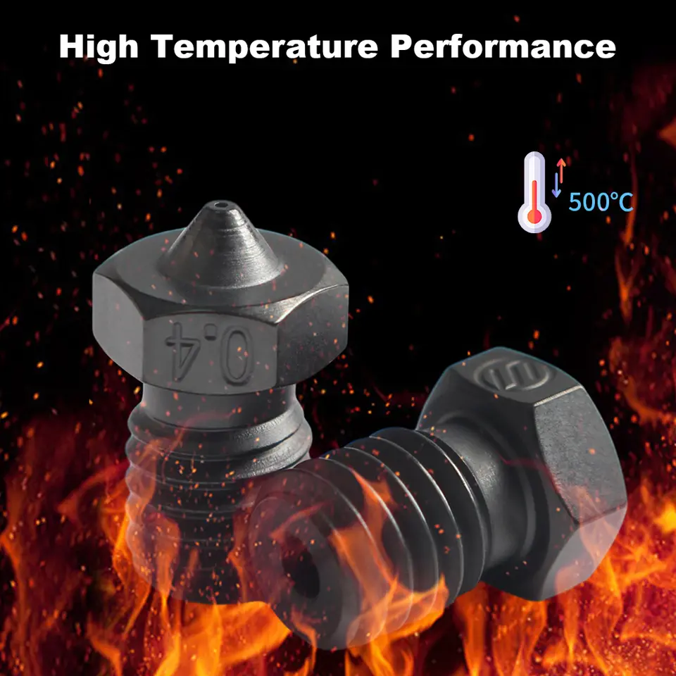 FYSETC E3D V6 Hardened Steel Tungsten Carbide Coated Nozzles High Temperature Resistance and High Quality 3d Printer Parts image 4