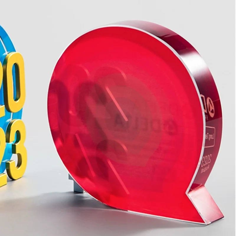 Customized Color Printed Circular Hexagonal Shape Crystal Trophy, 2025 Year High-End Metal Medal Outstanding Employee Award, 1Pc