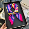 Luxury 2024 Square Silk Scarf for Women Hijab Hair Bands Neckerchief Female Satin Shawl Ribbon Headband Fashion Wraps Bandana 2