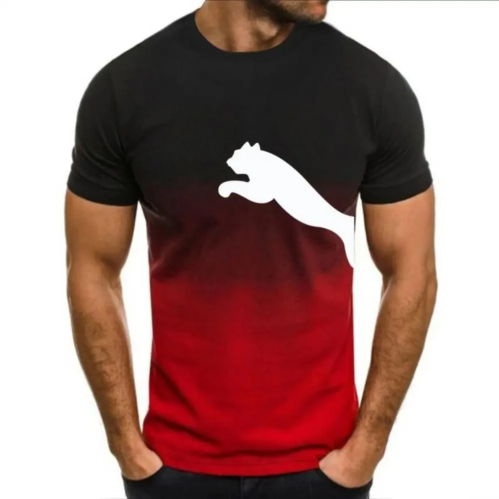 

2023 Summer New 3D Printing Wolf Pattern Casual Round Neck Shirt Harajuku Quick Dry Casual Men's and Women's T-shirt Leopard