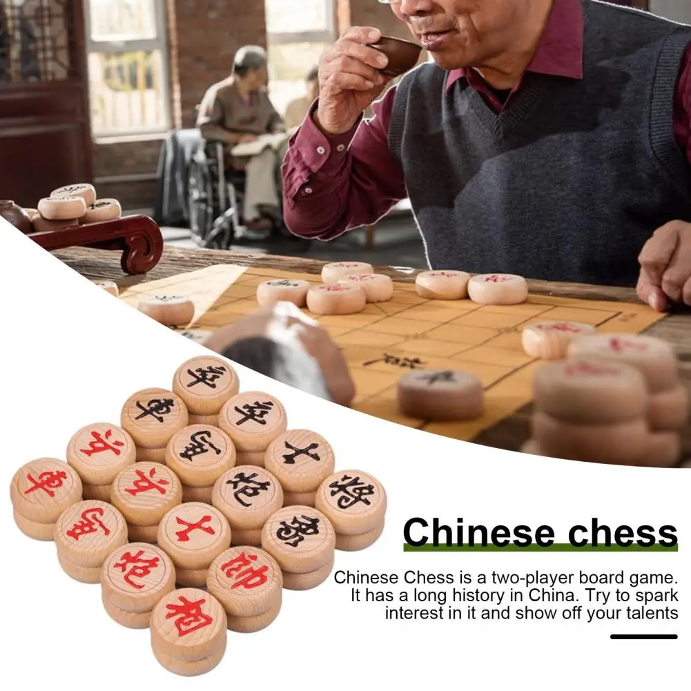 Wooden Chess Pieces Traditional Chinese Xiangqi Chess Set with Wooden Pieces Plastic Board Strategy Game for Teens Adults Travel