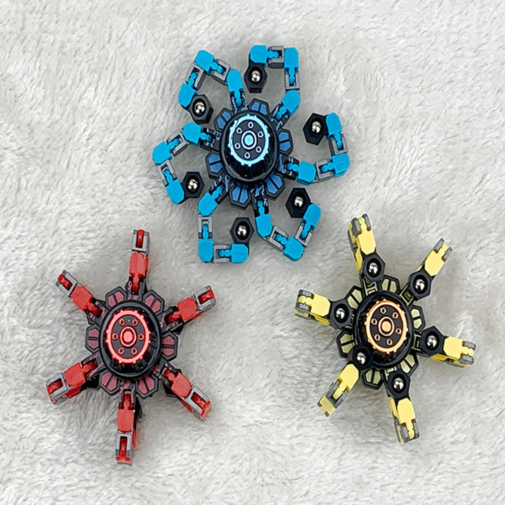Fidget Toys Anti Stress Toys DIY Chain Deformation Robot Toy for Child Antistress Hand Spinner Vent Fingertip Top Mechanical Gyro Stress Relief Toy Gift