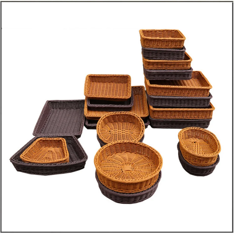 

Rattan woven storage multi shape basket thickened woven basket supermarket fruit vegetable basket rattan woven display basket