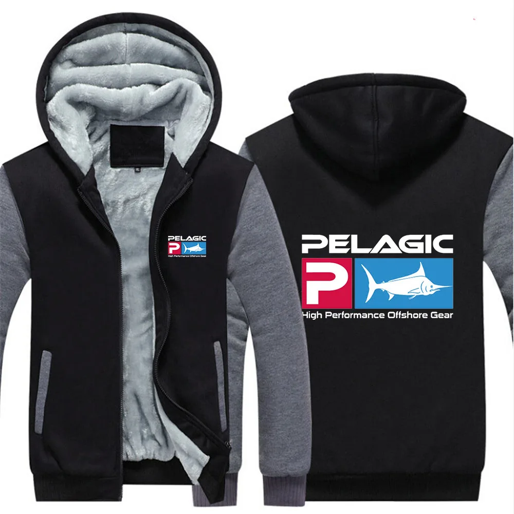 Pelagic Fishing 2022 Men's New Winter Casual Hoodies Sweatshirts Warm Thick Fleece Zipper Casual Jacket Sportwear Outwear Tops blue hoodie Hoodies & Sweatshirts