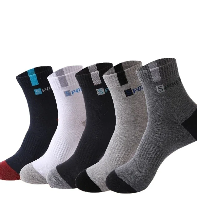 Cotton Sock Sport Breathable Soft Letter Sneakers High Elastic Middle Tube...