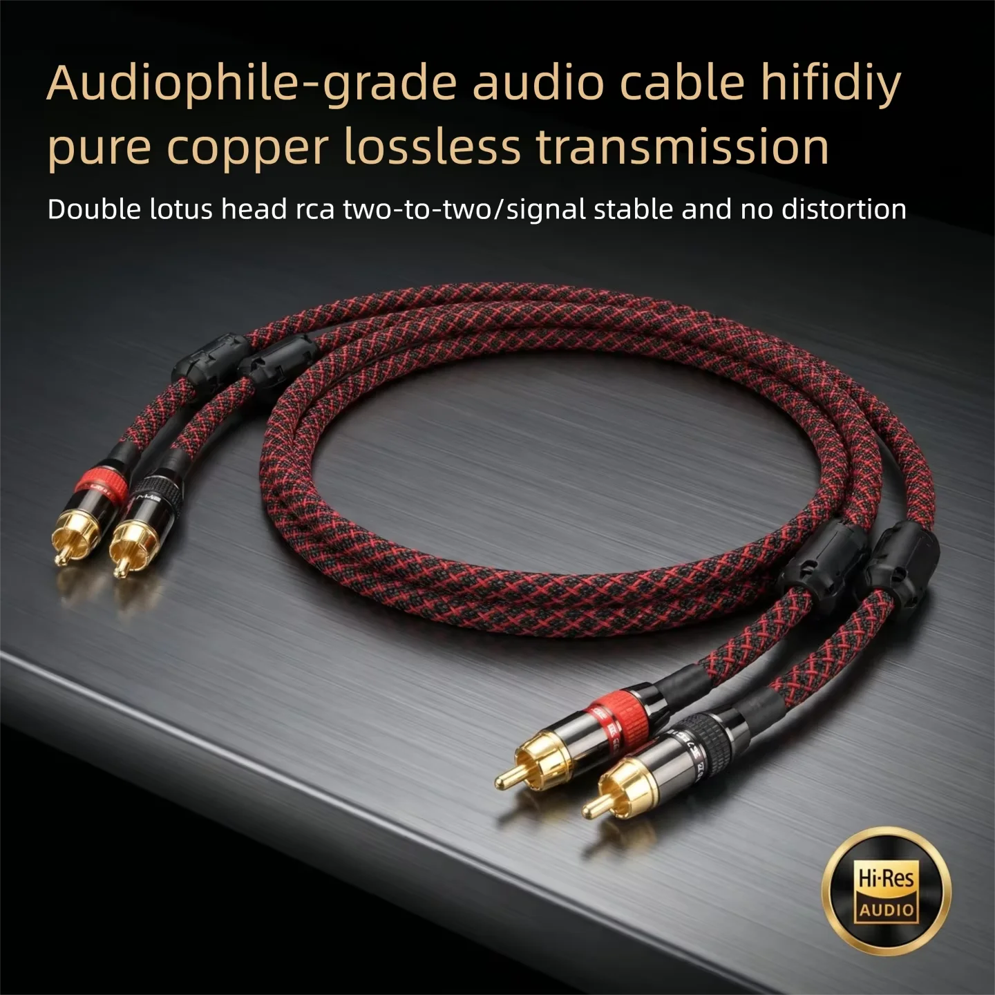 Premium Hi-Fi RCA Audio Cable - High-Quality 4N OFC, Dual Male Connections, Independent Core Shielding