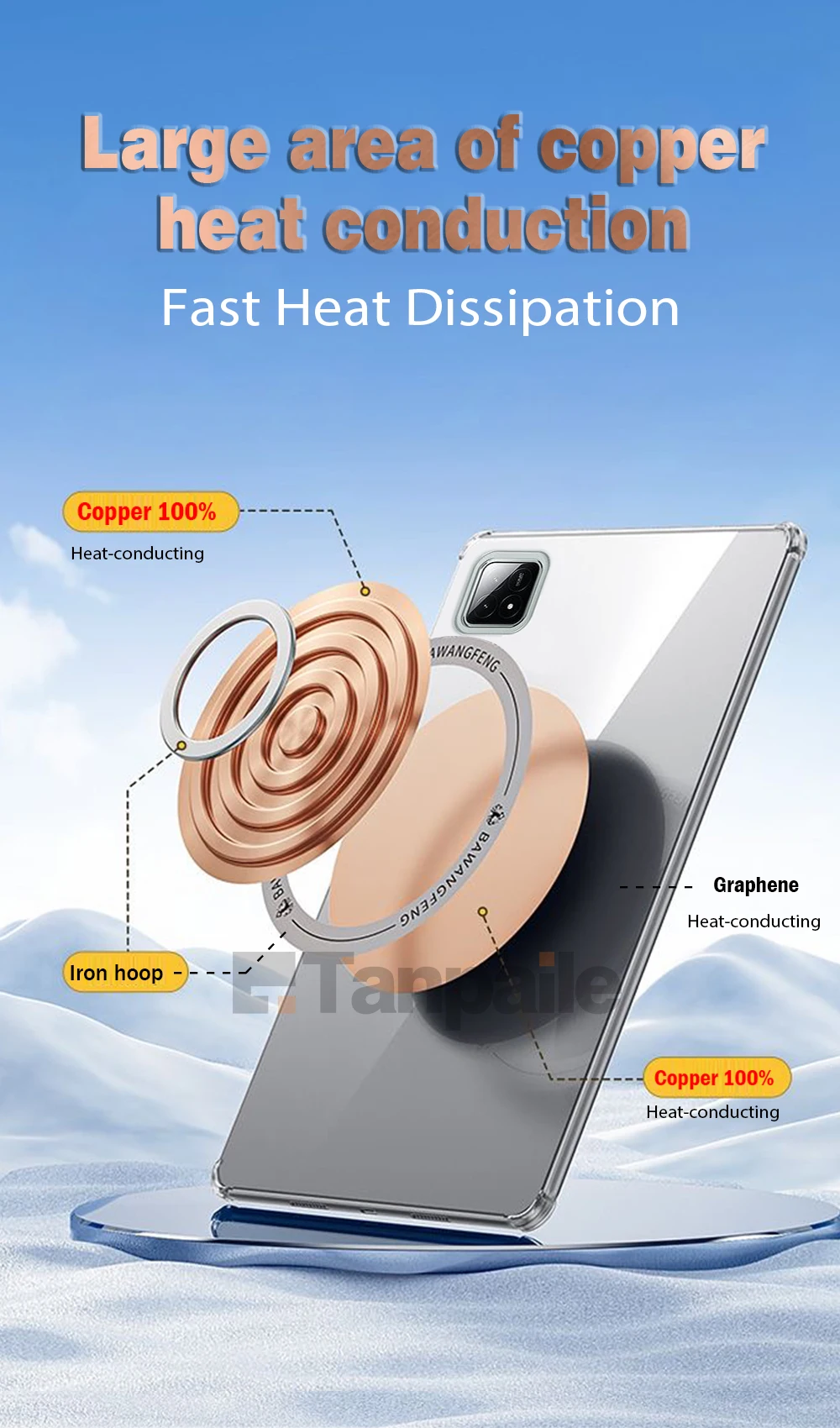 Soft Magnetic Copper Cooling Shockproof Tablet Case