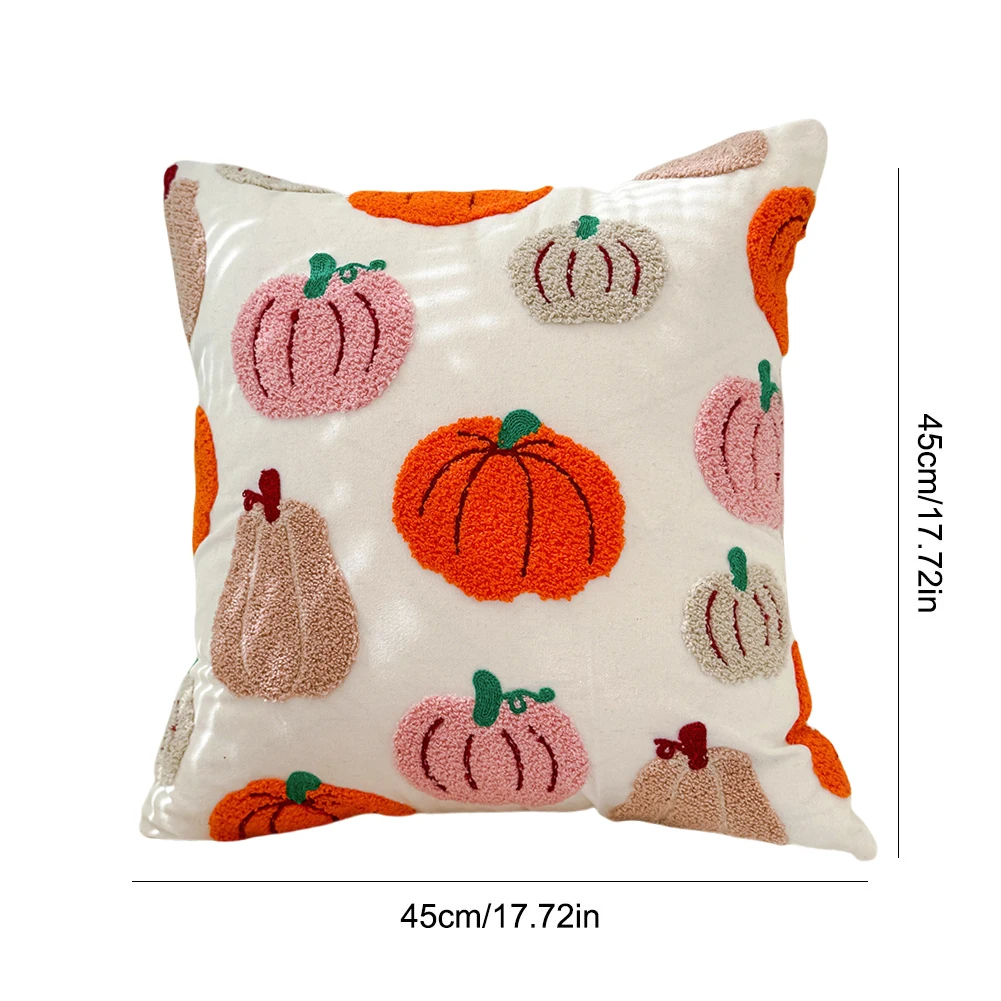 1/2PCS Halloween Ghost Pumpkin Pillowcase 45*45cm Washable Embroidered Pillow Cover Halloween Decor for Sofa Couch Living Room